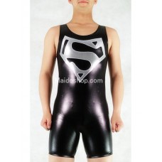 ブラック 光沢 メタリック スーパーマン衣装